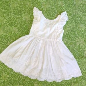 F & F Kids White Cotton Scalloped Sunsuit/Dress Skort, Sz 6x, EUC